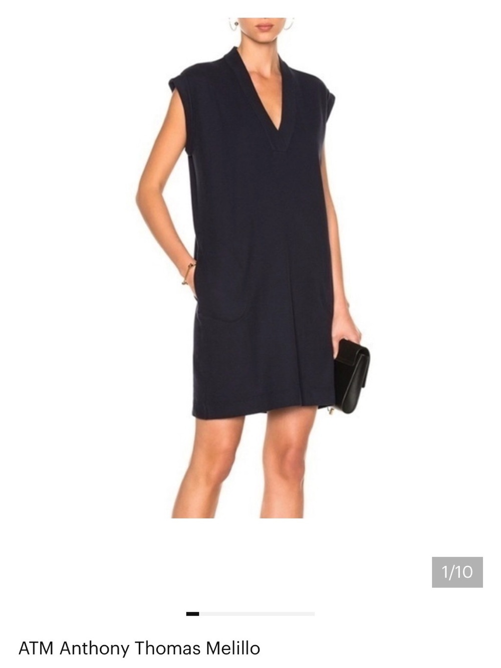 ATM Anthony Thomas Melillo black V-Neck Sleeveless Shift/midi Dress